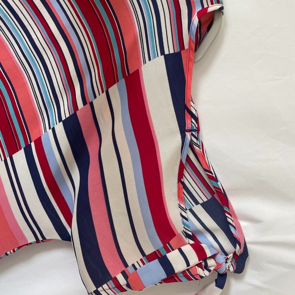 EST. 1946 Womens Multicolor Slit Sleeve Round Neck Striped Blouse Top Size XL - Picture 4 of 13